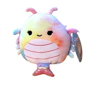 NWT Squishmallows 5" Candi's Rainbow Tiedye Shrimp Kelly Toys plush